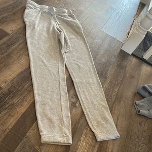 Grey waffle leg straight sweats .